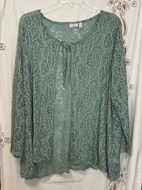 Logo Layers Teal Floral Lace Blouse 2X